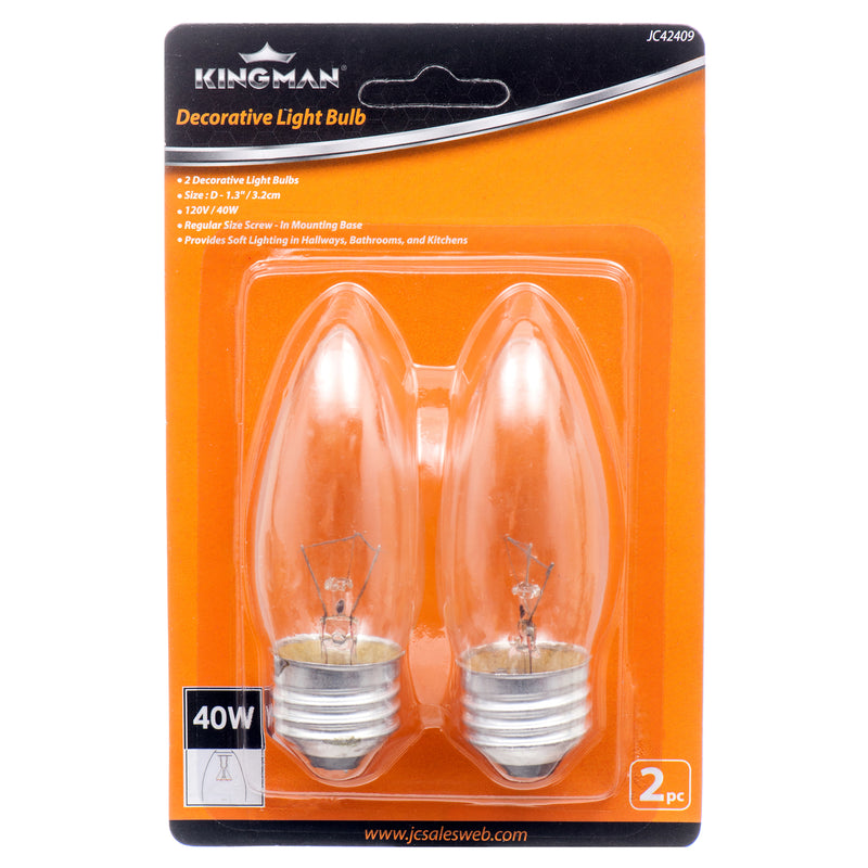 Kingman Decorative Light Bulb 40W Big Bottom 2Pc (24 Pack)