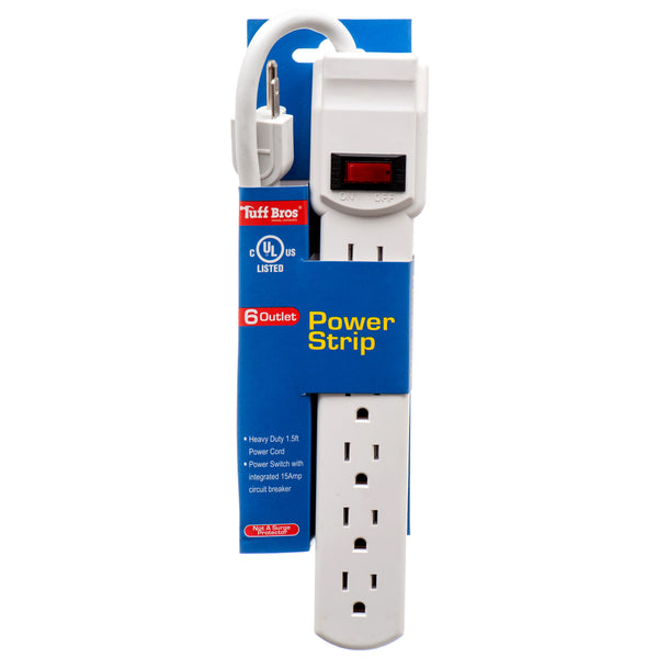 6-Outlet Electric Power Strip, 1.5' (12 Pack)
