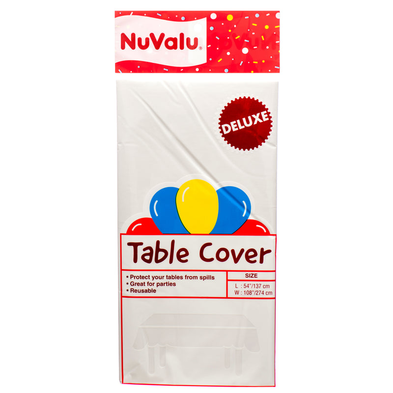 Nuvalu Table Cover White "Deluxe" Peva 0.09Mm / 54 X 108" (24 Pack)