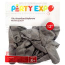 Inflatable Pearlized Party Balloons, Silver, 12", 10 Count (12 Pack)