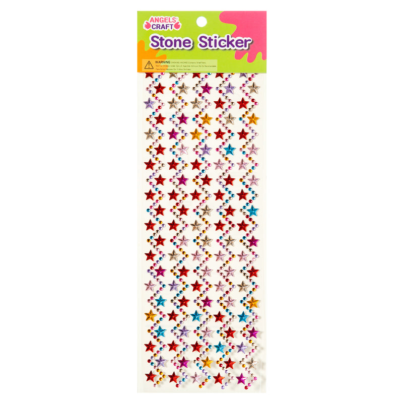 Craft Sticker Dot Stones Star & Wave Dsgn Asst Clr