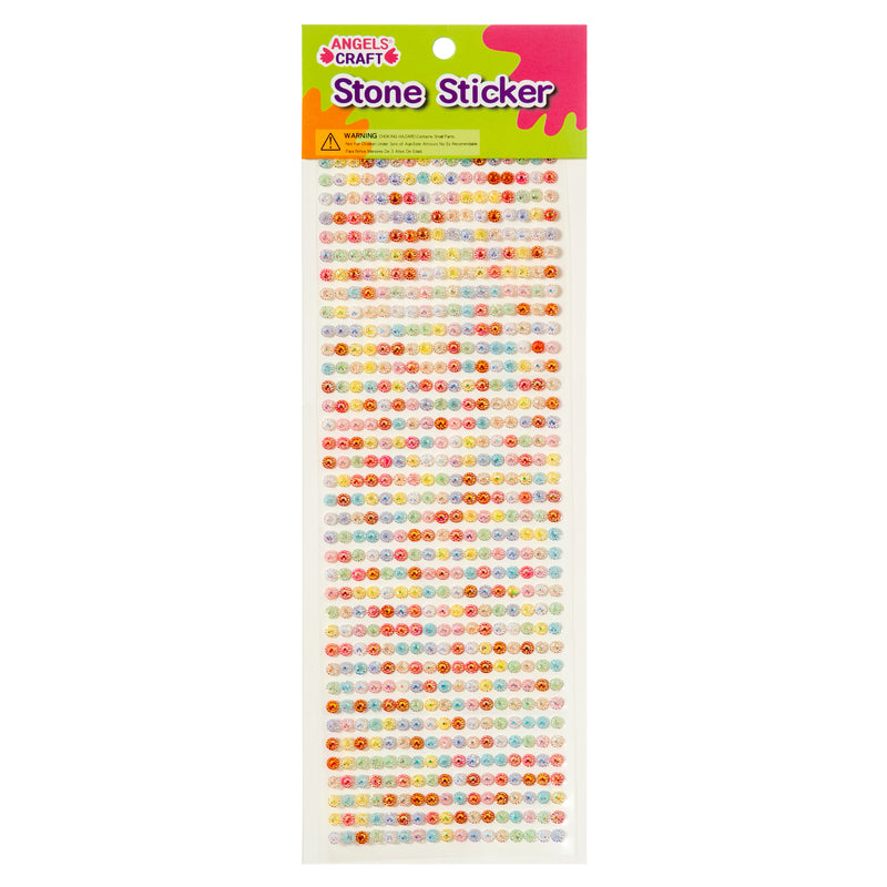 Craft Sticker Dot Stones Asst Clr