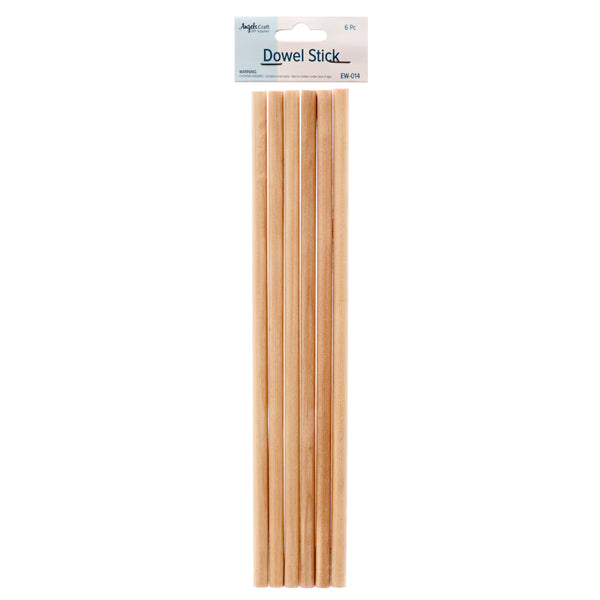 Craft Wood Dowel Stick 6Ct 12" X 0.35" Natural Clr #Suw-5014 (12 Pack)