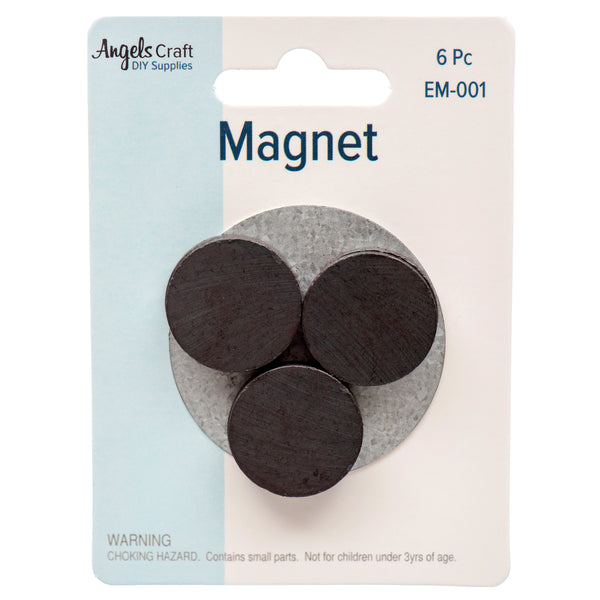 Craft Magnet 6Ct 2.5Cm Round Black (12 Pack)