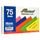 Fluorescent Ruled Index Cards, 75 Count (36 Pack)