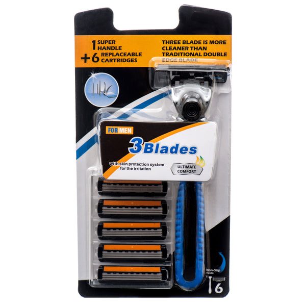 Razor 3 Blades W/ 1 + 6 Replaceable Cartridges For Man (24 Pack)