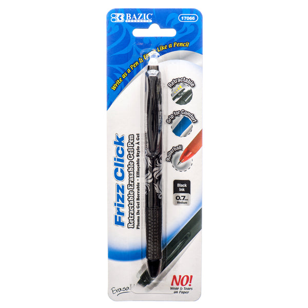 Retractable Erasable Gel Pen, Black (24 Pack)