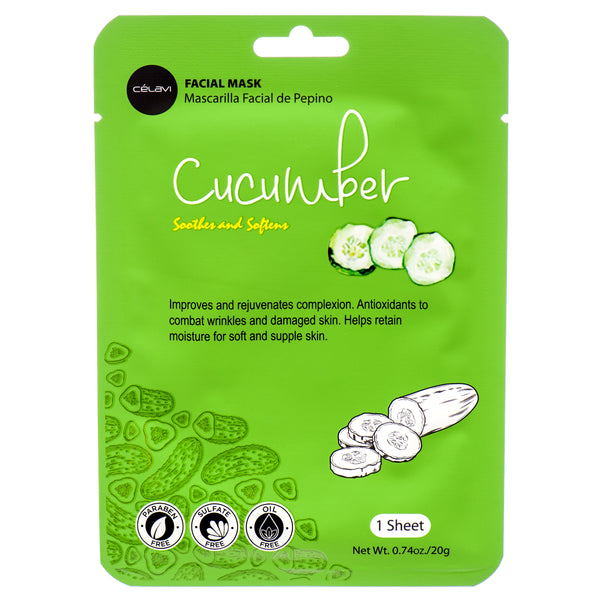CeLavi Facial Mask, Cucumber, Single Sheet (24 Pack)
