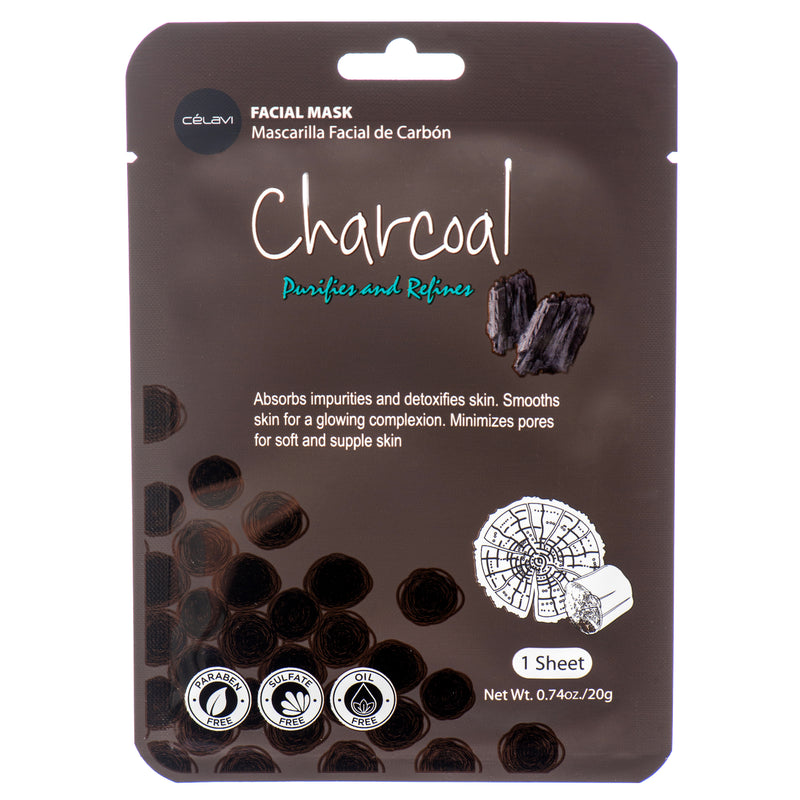 CeLavi Facial Mask, Charcoal, Single Sheet (24 Pack)