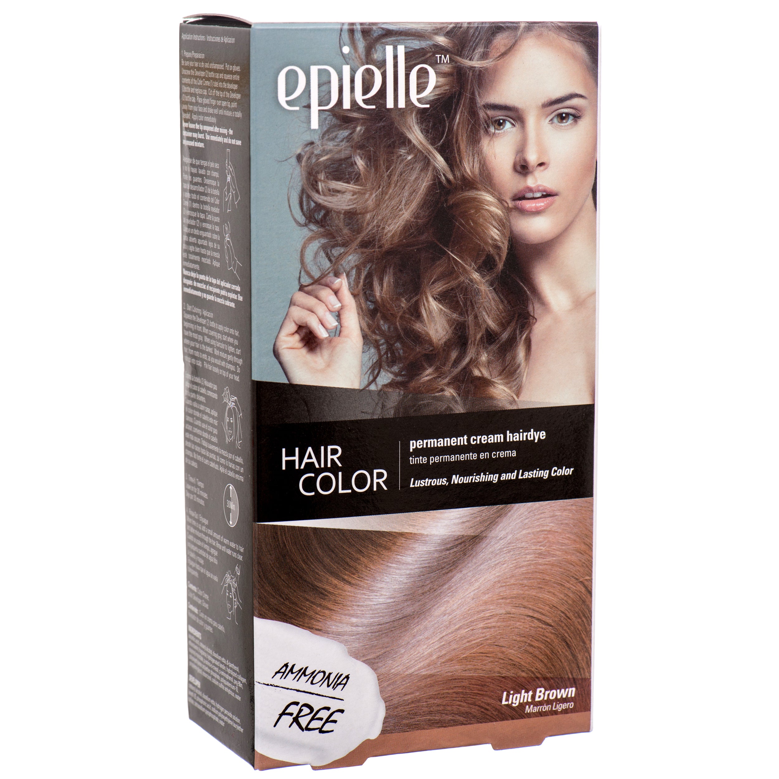 Epielle Hair Color Light Brown ‚Äì ammonia‚Äëfree permanent cream hair dye box (24 pack)