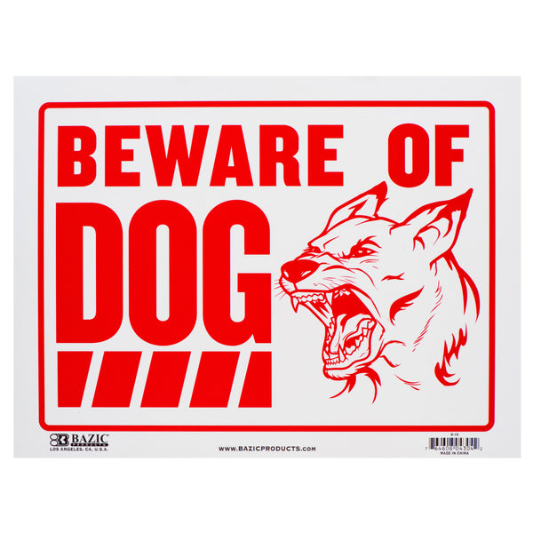 "Beware of Dog" Sign, 9" x 12" (24 Pack)