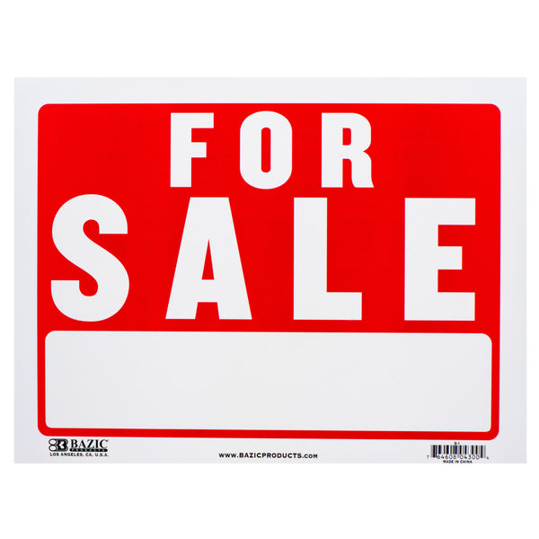 "For Sale" Sign, 9" x 12" (24 Pack)