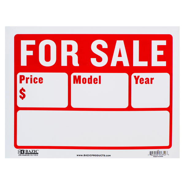 "For Sale" Sign, 12" x 16" (24 Pack)