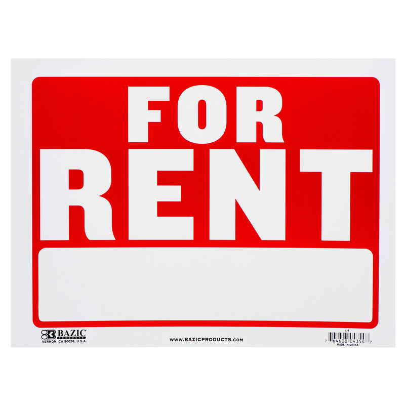 "For Rent" Sign, 12" x 16" (24 Pack)