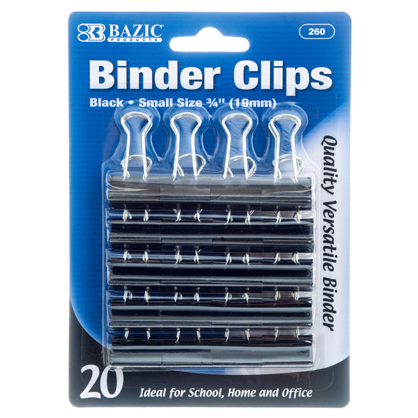 Small Black Binder Clips, 20 Count (24 Pack)
