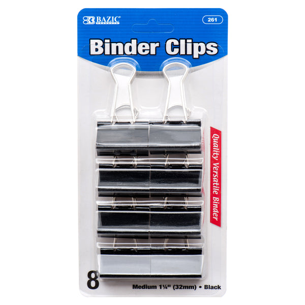 Medium Black Binder Clips, 8 Count (24 Pack)