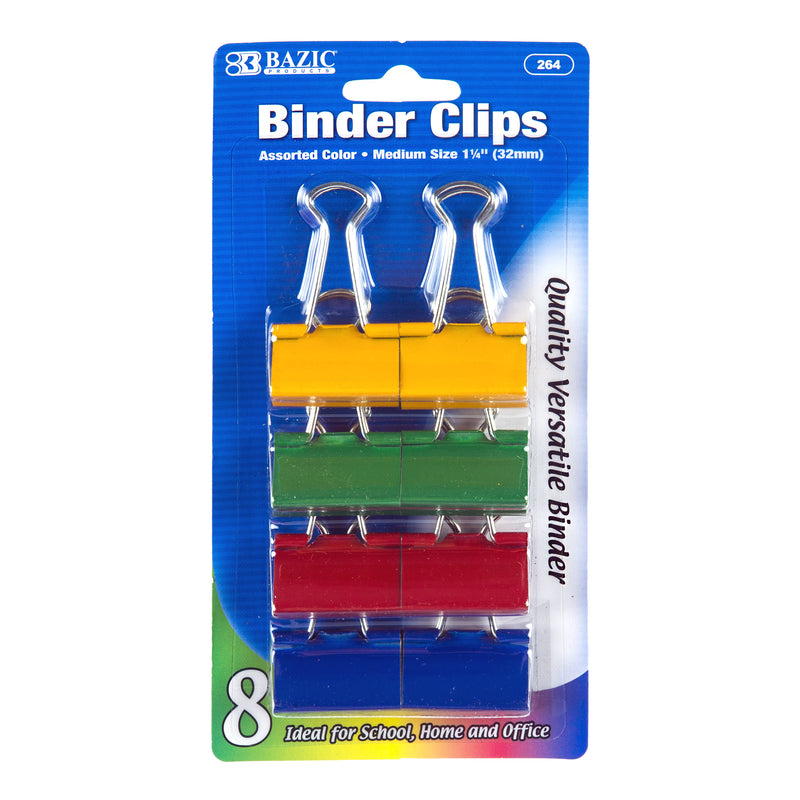 Binder Clips, Assorted Colors, 8 Count (24 Pack)