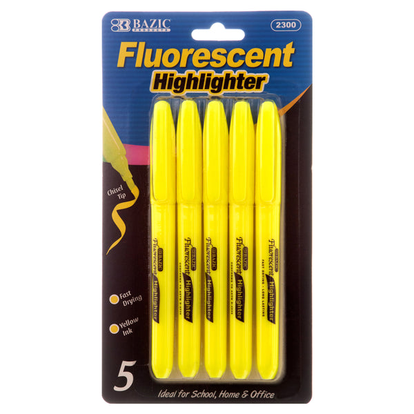 Yellow Highlighter Marker, 5 Count (24 Pack)