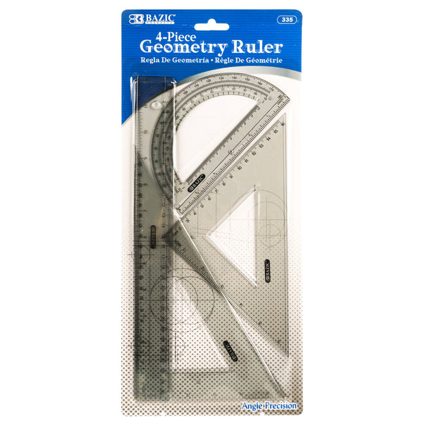 Geometry Ruler, 4 Count (24 Pack)