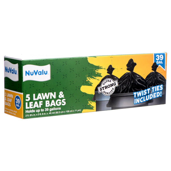 NuValu Lawn & Leaf Bags, 5 Count, 39 Gal (24 Pack)