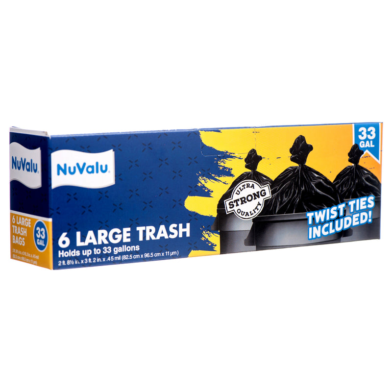 NuValu Trash Bags, 6 Count, 33 Gal (24 Pack)