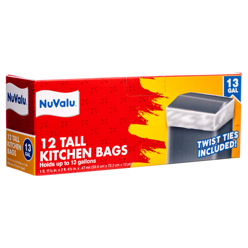NuValu Tall Kitchen Bags, 12 Count, 13 Gal (24 Pack)