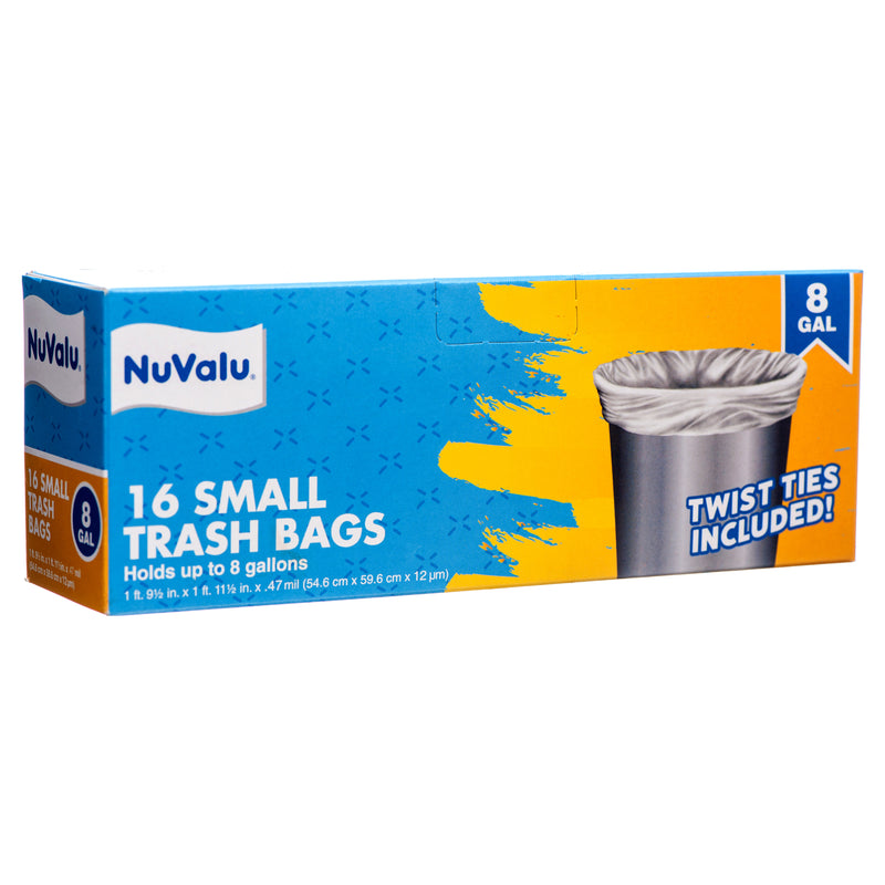 NuValu Trash Bags, 16 Count, 8 Gallon (24 Pack)