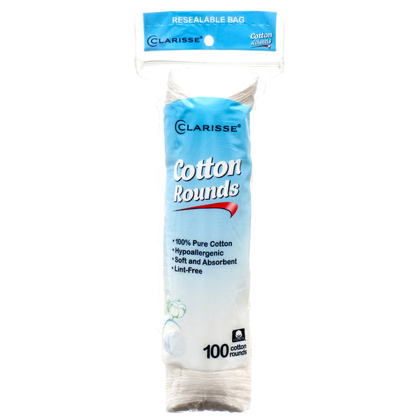 Clarisse 100% Cotton Rounds, 100 Count (24 Pack)