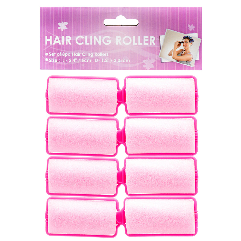 Hair Foam Roller "Med" 2.4" X 1.2" 8Pc Pink (24 Pack)