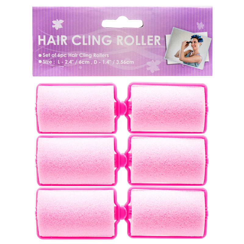 Hair Foam Roller "Lg" 2.4" X 1.4" 6Pc Pink (24 Pack)