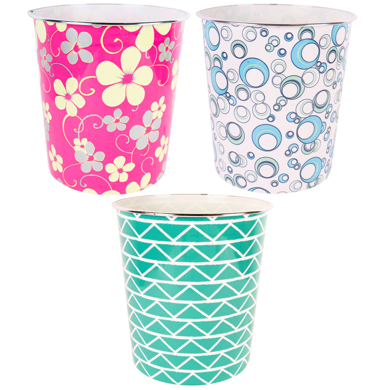 Flower Print Wastebasket, 9" (24 Pack)