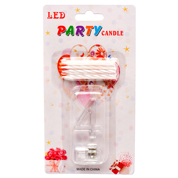 Birthday Led Flashing Candle #4 Asst Color (12 Pack)