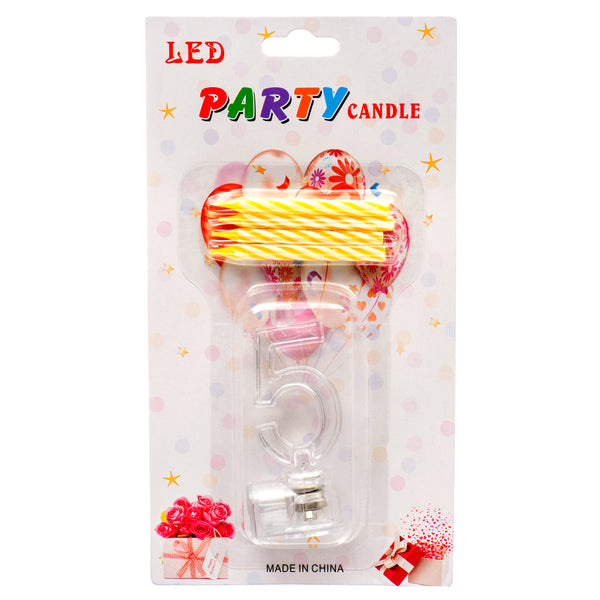 Birthday Led Flashing Candle #5 Asst Color (12 Pack)