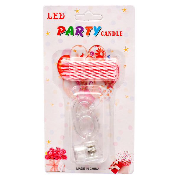 Birthday Led Flashing Candle #6 Asst Color (12 Pack)