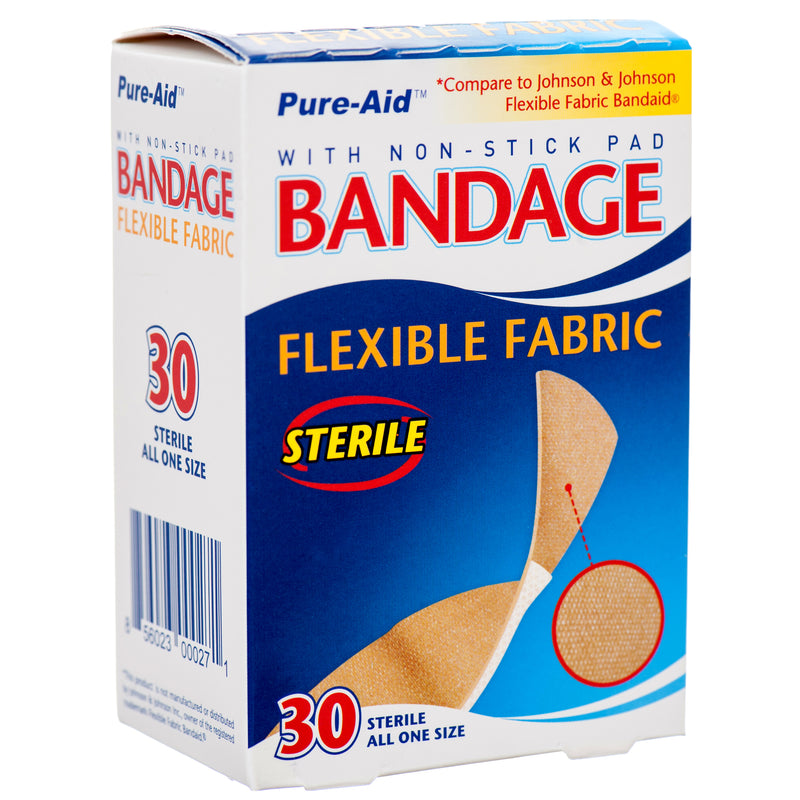 Pure-Aid Bandage Flexible Fabric 30Ct (12 Pack)