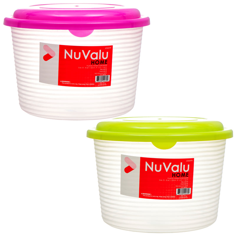 NuValu Round Plastic Container, 118 oz (24 Pack)