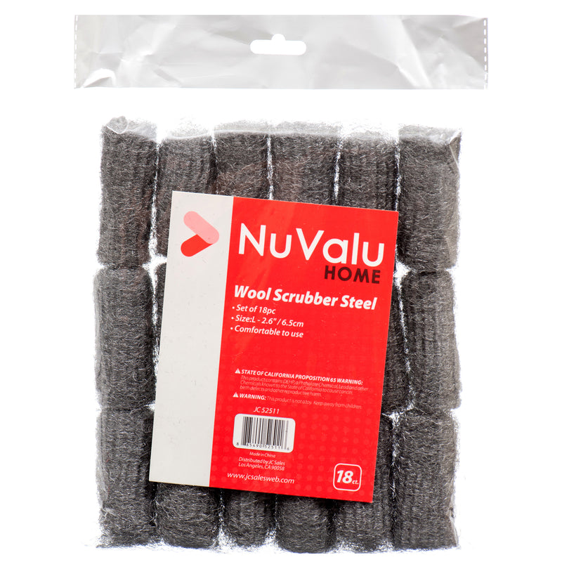 Nuvalu Scrubber Steel Wool 18Pc (24 Pack)