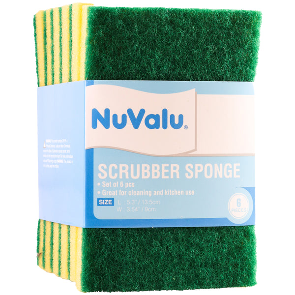 Nuvalu Scrubber Sponge 6Pcs 13.5X9X1.5Cm (24 Pack)