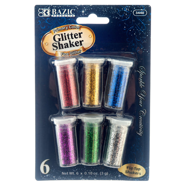 Primary Color Flip Top Glitter Shaker, 0.10 oz (24 Pack)