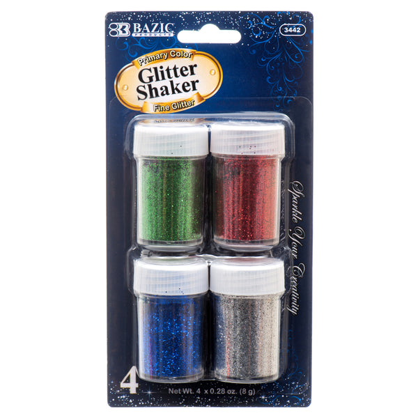 Glitter Shakers, Primary Colors, 4 Count (24 Pack)