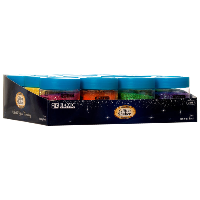 Glitter Shakers, Neon Colors (12 Pack)