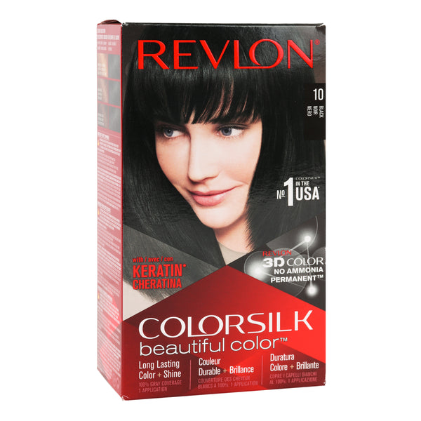 Revlon Colorsilk Beautiful Color Hair Dye, 10 Black (12 Pack)