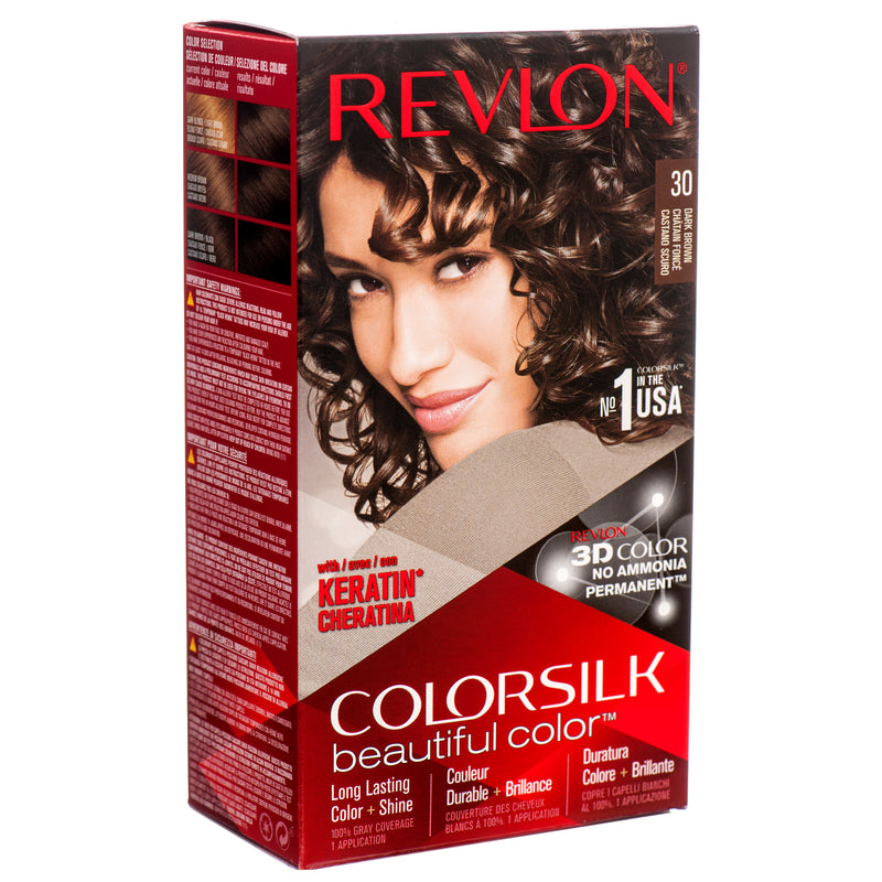 Revlon Colorsilk Beautiful Color Hair Dye, 30 Dark Brown (12 Pack)