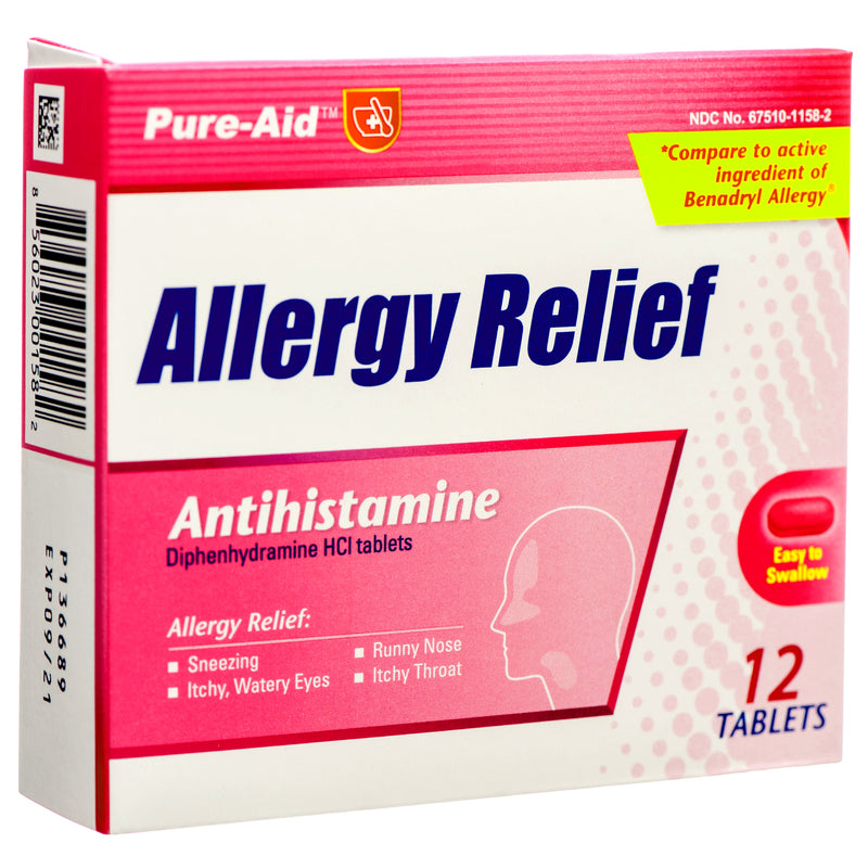 Pure-Aid Medicine Allergy Relief 12 Tablets (24 Pack)