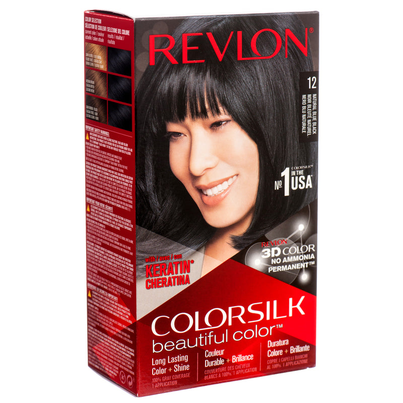 Revlon Colorsilk Beautiful Color Hair Dye, 12 Blue Black (12 Pack)