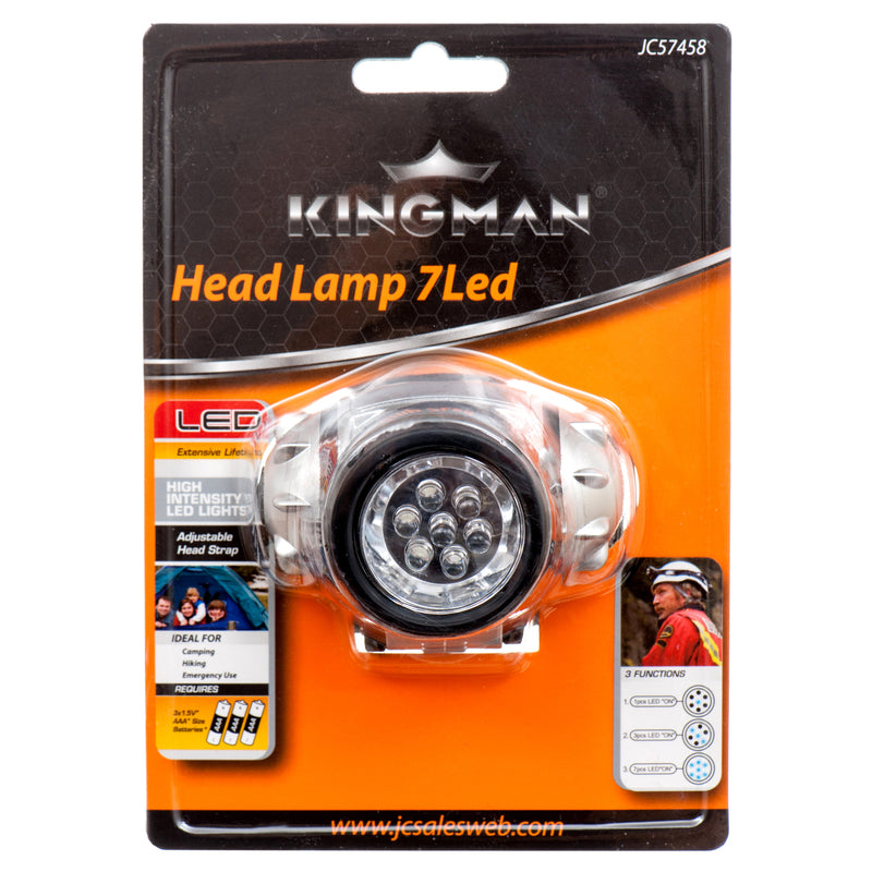 Kingman Head Lamp 7Led Water Resistant (12 Pack)