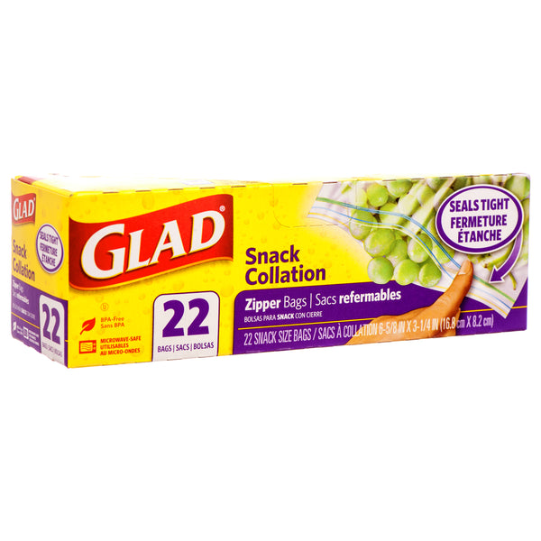 Glad Snack Zipper Bag, 22 Count (12 Pack)