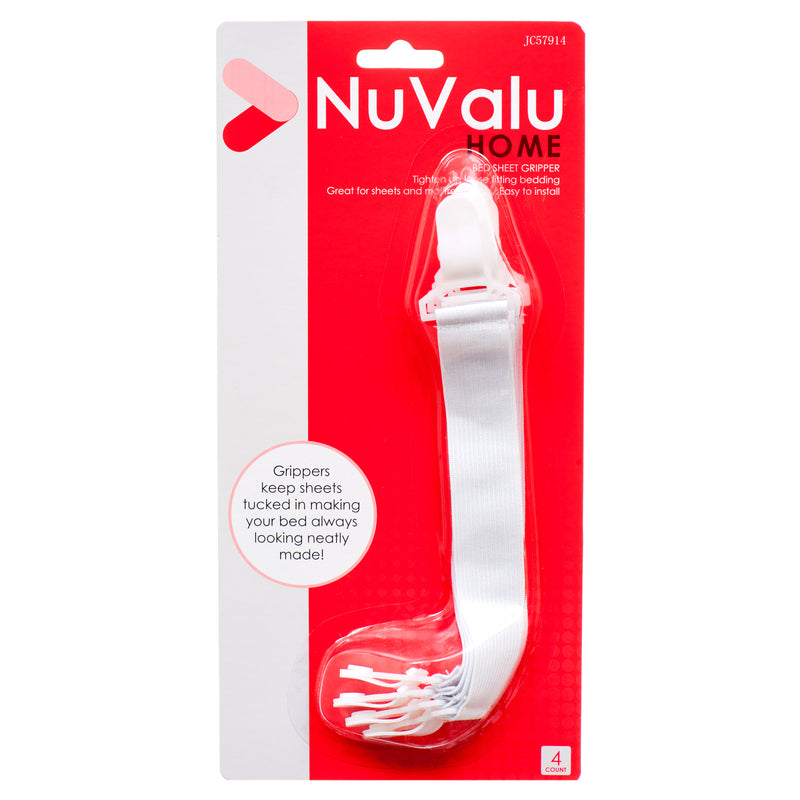 Nuvalu Bed Sheet Gripper 4Pcs W/Blister (24 Pack)