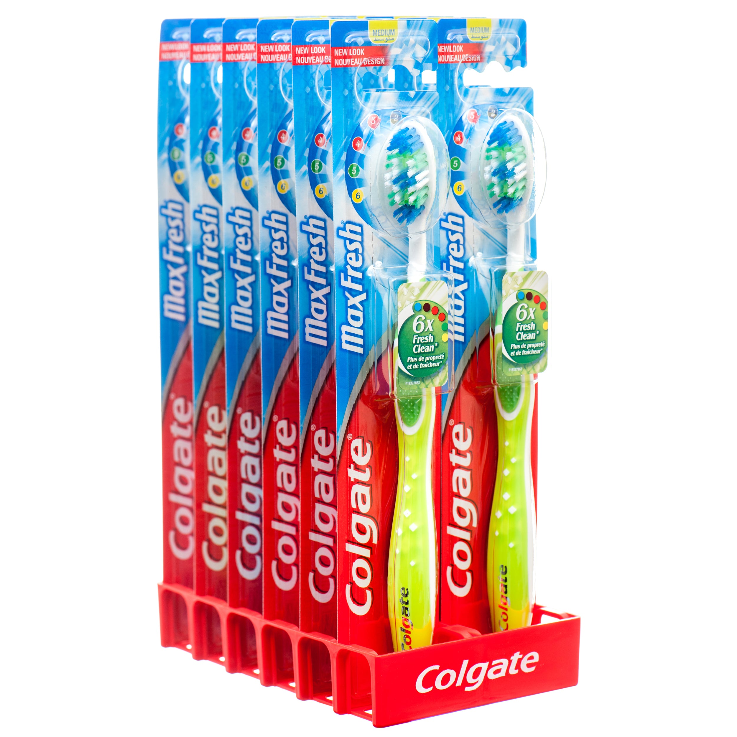 Colgate MaxFresh medium toothbrush with multi‑level bristles – manual toothbrush display pack