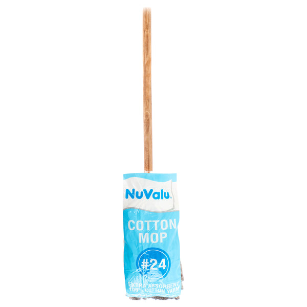 NuValu Cotton Mop w/ Long Handle (12 Pack)